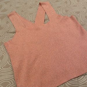 Jennifer Lopez top, peach colored metallic, thick straps, XXL.